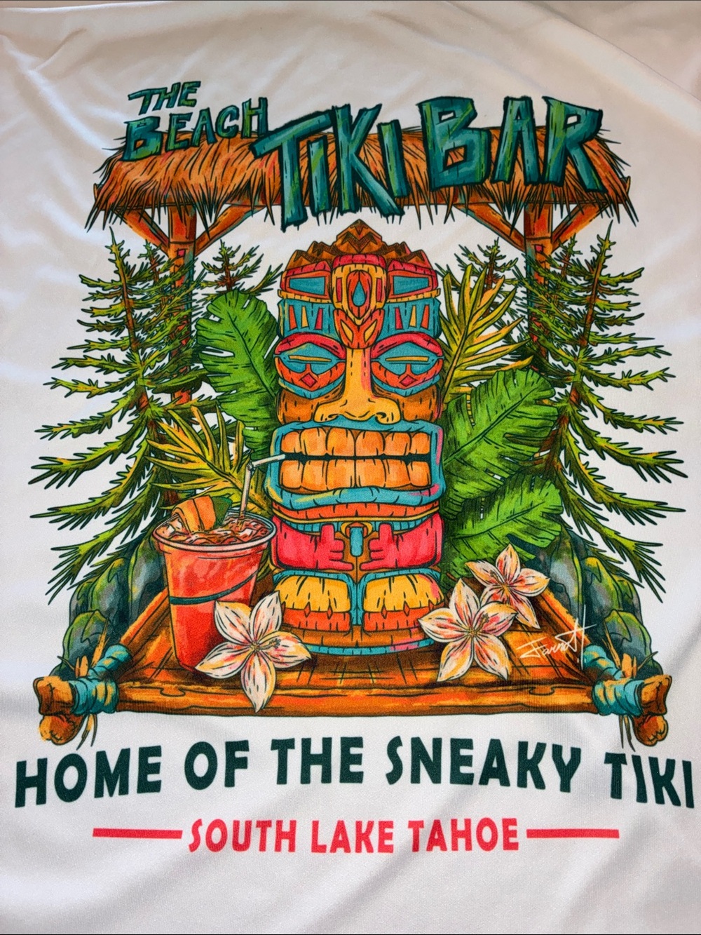 VENTURE (GUC) The Beach Tiki Bar Logo White Short-Sleeve Crew Tee, Size XXL. - Picture 7 of 7